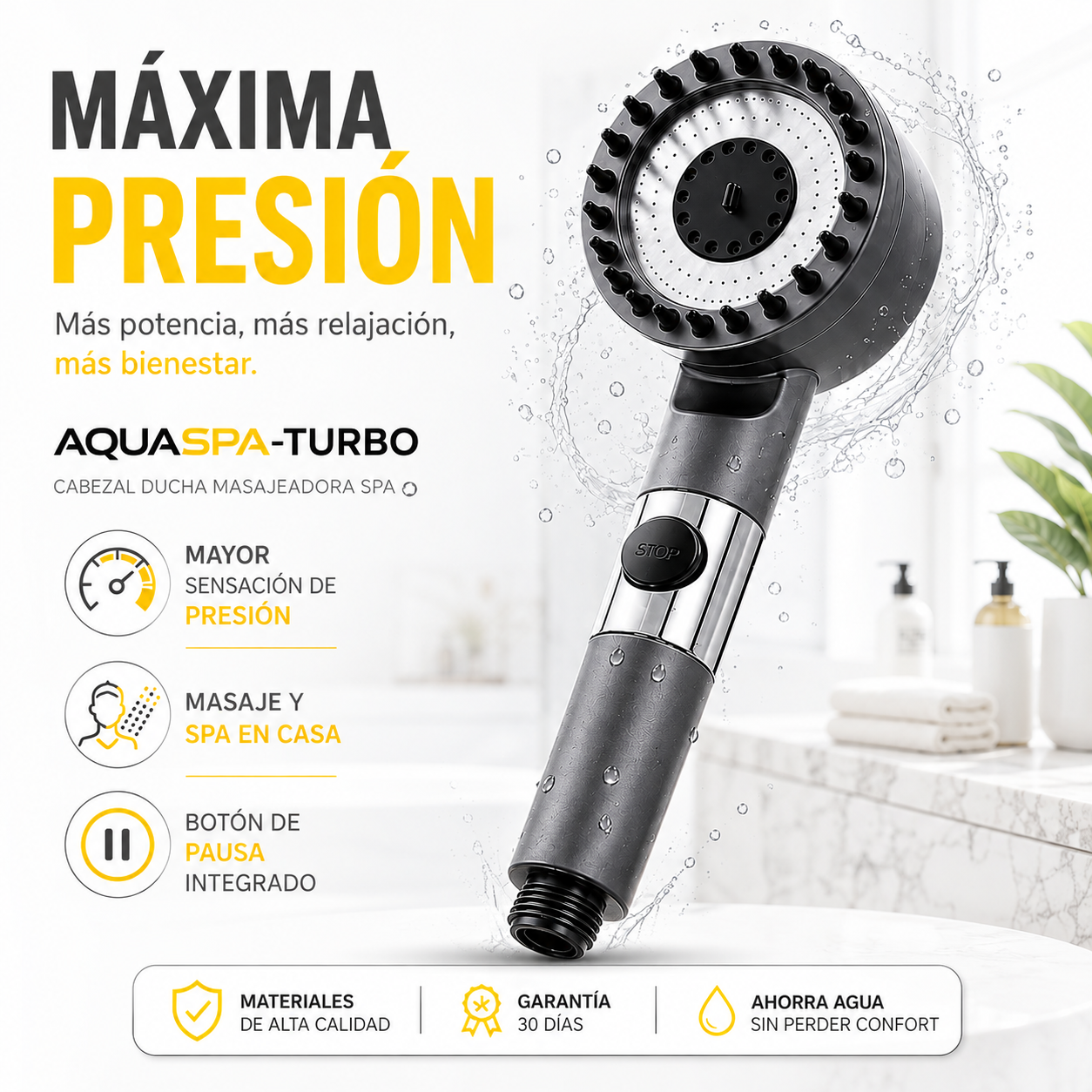 AquaSpa-Turbo / Regadera De Alta Presión